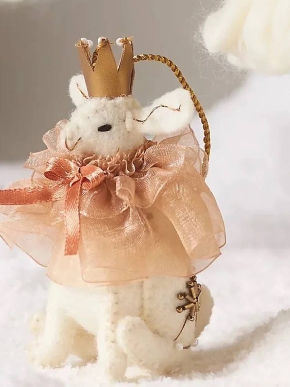 NWT Anthropologie Felt Rabbit Winter Ballet Christmas Ornament